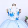 Imagem de Vestido Festa Infantil Florido Azul Menina Moda Aniversario Florido