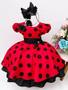 Imagem de Vestido Festa Infantil Princesa Ladybug Ou Minnie Vermelho Com Bolas Pretas