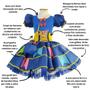 Imagem de Vestido Festa Junina Bebê Luxo Azul Royal Com Bolsa 0 meses a 2 anos