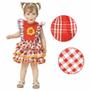 Imagem de Vestido Festa Junina Bebê Xadrez Com Babados 3 á 18 Meses