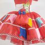 Imagem de Vestido Festa Junina Infantil Rosa Luxo Com Bolsa e Corselet