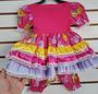 Imagem de Vestido festa junina para bebê com bermuda infantil tamanho 01 rosa / lilás
