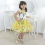 Imagem de Vestido Floral infantil amarelo com tule sobre a saia