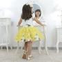 Imagem de Vestido Floral infantil amarelo com tule sobre a saia