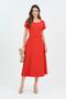 Imagem de Vestido Godê Com Cinto Encapado Vermelho