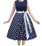 Imagem de Vestido Godê Duplo Infantil Poá Vintage Festa Regata Poa Azul Anos 60