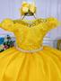 Imagem de Vestido Infantil Amarelo Damas Honra Casamento Renda Pérolas Luxo Festa 2266AL