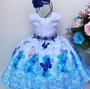 Imagem de Vestido Infantil Azul Jardim Encantado Perfeito para Princesa Casamento