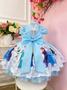 Imagem de Vestido Infantil Azul Princesas Frozen Elsa Anna Com Laço luxo festa RO1053AP