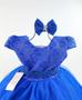 Imagem de Vestido infantil azul royal busto bordado luxo infantil cinto em perolas