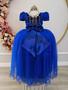 Imagem de Vestido Infantil Azul Royal C/ Renda Realeza e Pérolas Damas Super luxo festa 2251AZ