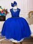 Imagem de Vestido Infantil Azul Royal Damas C/ Renda Cinto de Pérolas Luxo Festa 4341AJ