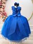 Imagem de Vestido Infantil Azul Royal Damas Honra Casamentos C/ Broche