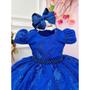 Imagem de Vestido Infantil Azul Royal Renda Bordado Bebê Menina Festa Casamento Dama Daminha Florista Formatura Social Renda