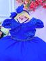 Imagem de Vestido Infantil Azul Royal Renda C/ Cinto Pérolas e Tiara