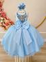 Imagem de Vestido Infantil Azul Saia C/ Organza e Glitter Festas