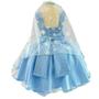 Imagem de Vestido Infantil Azul Tema Frozen Aniversário Luxo com Capa