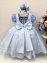 Imagem de Vestido infantil azul tule c/ cinto pérolas  festa luxo batizado