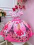 Imagem de Vestido Infantil Barbie em Paris Rosa e Pink Cinto Pérolas luxo 0037RR