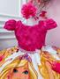 Imagem de Vestido Infantil Barbie Pink Busto C/ Renda Luxo