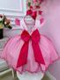 Imagem de Vestido infantil Barbie Rosa Babados Glitter Brilho luxo 4229BB