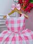 Imagem de Vestido Infantil Barbie Xadrez Rosa Com Laço