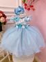 Imagem de Vestido Infantil Bebê Azul C/ Renda Jardim Encantado Pérolas