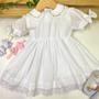 Imagem de Vestido infantil bebê bordado manual branco batizado batismo emily