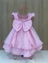 Imagem de Vestido Infantil Bebê Princesa Mêsversário De Festa Rosa Luxo Borboletas Busto Strass