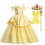 Imagem de Vestido Infantil Bela e a Fera - Fantasia de Princesa para Festa de Aniversário ou Halloween