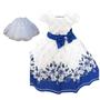 Imagem de Vestido infantil branco com flores azul delicado acompanha saiote para dar volume