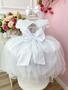 Imagem de Vestido Infantil Branco Com Renda e Aplique de Flores Festas