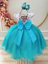 Imagem de Vestido Infantil Branco Florido Saia Verde Busto C/ Strass