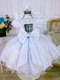 Imagem de Vestido infantil branco renda c/ cinto pérolas strass luxo