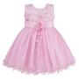 Imagem de Vestido Infantil Busto Bordado Renda Batizado Rosa