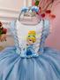 Imagem de Vestido Infantil Cinderela Azul Brilho Festas Princesa