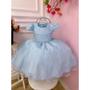 Imagem de Vestido Infantil Com Tiara de Cabelo Azul Bebê Claro Serenity Cinderela Elsa Casamento Formatura Dama Daminha Florista