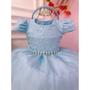 Imagem de Vestido Infantil Com Tiara de Cabelo Azul Bebê Claro Serenity Cinderela Elsa Casamento Formatura Dama Daminha Florista