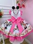 Imagem de Vestido Infantil Confeitaria da Minnie Peito Com Strass Luxo Festa 0637PK