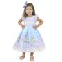 Imagem de Vestido Infantil Corpo Listrado e Saia Floral Azul - Florista