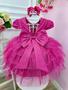 Imagem de Vestido infantil da Barbie Pink C/ Aplique Laço Saia Glitter