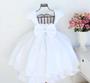 Imagem de Vestido Infantil Daminha Batizado Branco Luxo E Tiara