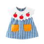 Imagem de Vestido Infantil de Algodão Xadrez com Gola Bebê - Azul - Moda Verão