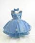 Imagem de Vestido Infantil de Festa Luxo Lindo Temático Elsa Frozen Azul com Ciscas de Gelo + Capa