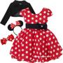 Imagem de Vestido Infantil De Festa Minnie Vermelho Com Kit Completo