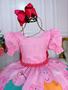 Imagem de Vestido Infantil Família Peppa Rosa Chiclete Peito Strass Luxo Festa 0600RC