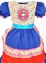 Imagem de Vestido Infantil Festa Junina Azul Royal Boneca Com Shorts