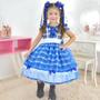 Imagem de Vestido infantil Festa Junina São Joao Quadrilha Xadrez Azul