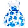 Imagem de Vestido infantil floral azul e branco detalhe renda casamento formatura