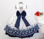 Imagem de Vestido Infantil Floral Azul Marinho Luxo E Tiara